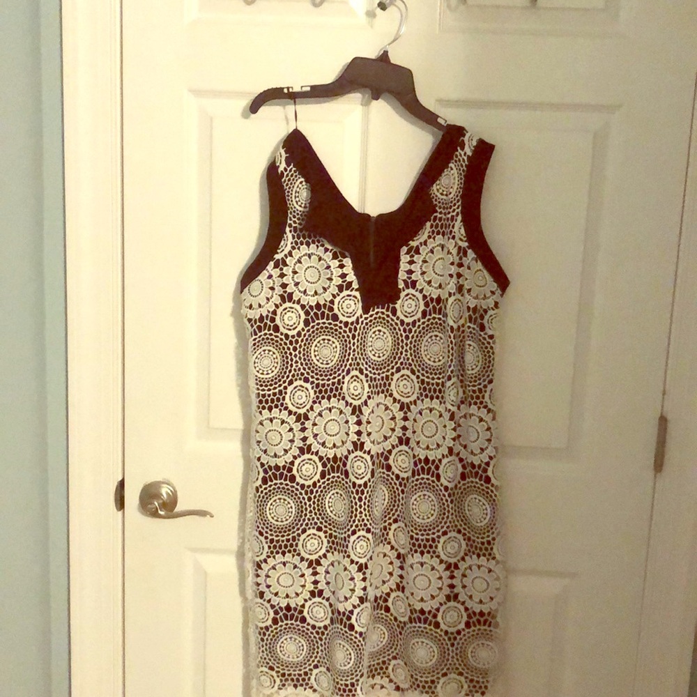 Black overlaid with white lace dress